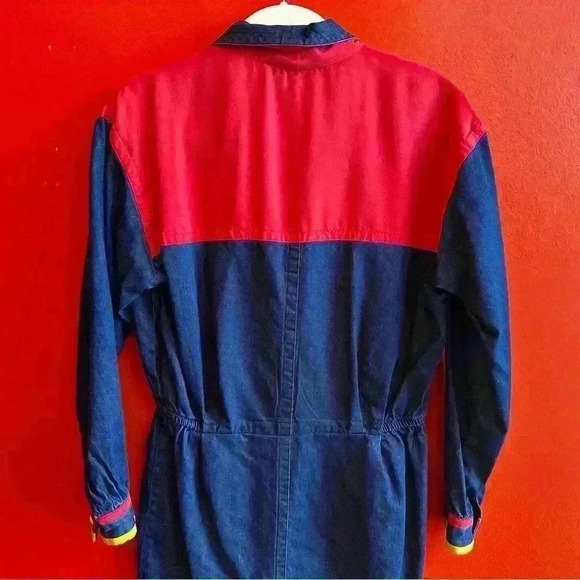 Vintage 80s Anne Crimmins color block nautical sailor silk blend dress size 10 - Picture 9 of 11